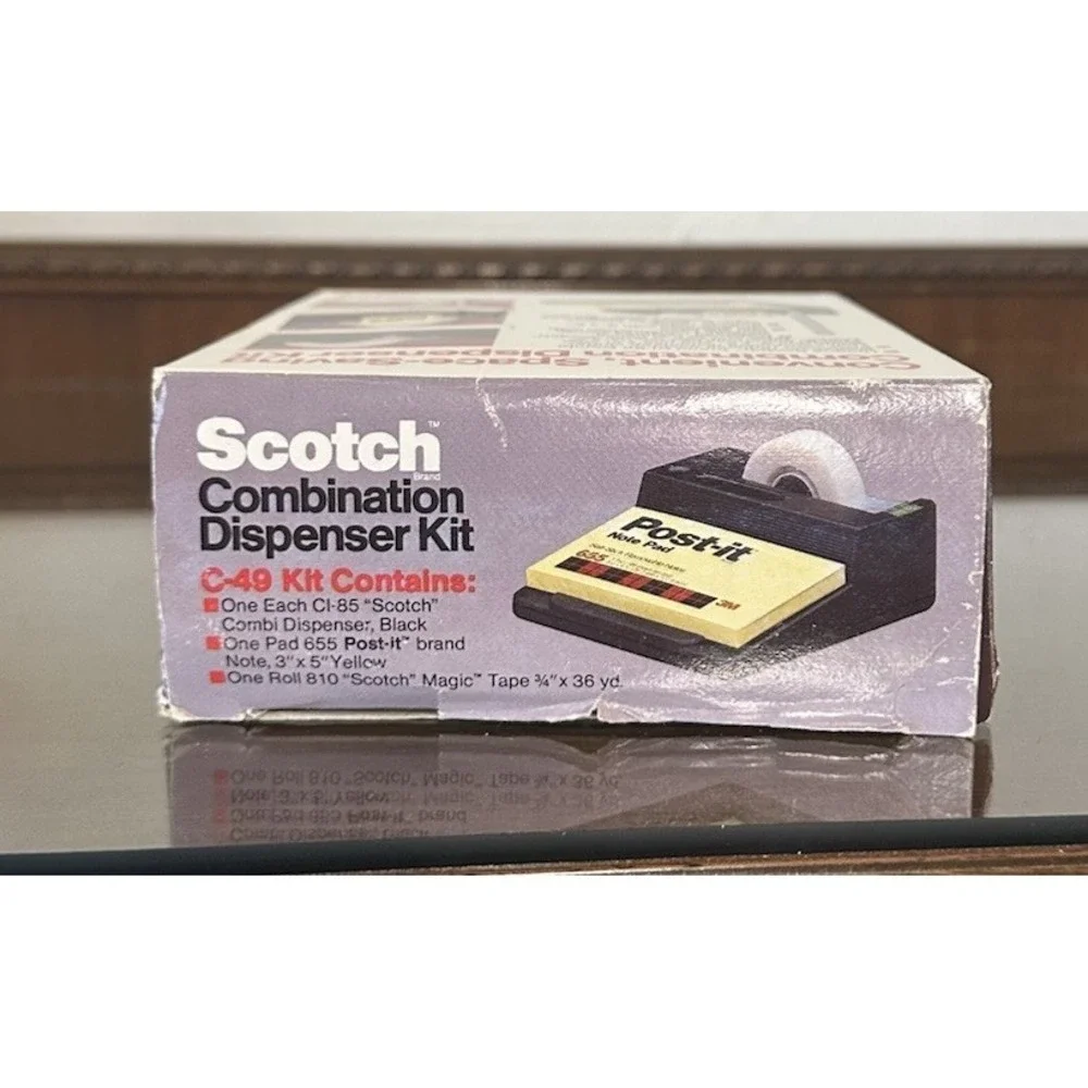 NOS 1986 Scotch Desktop Combination Kit Tape Dispenser Post It Notes Sealed C-49